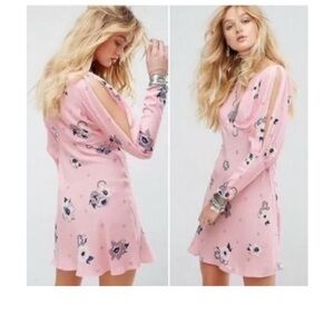 FREE PEOPLE Pink Floral Long Sleeve Dress